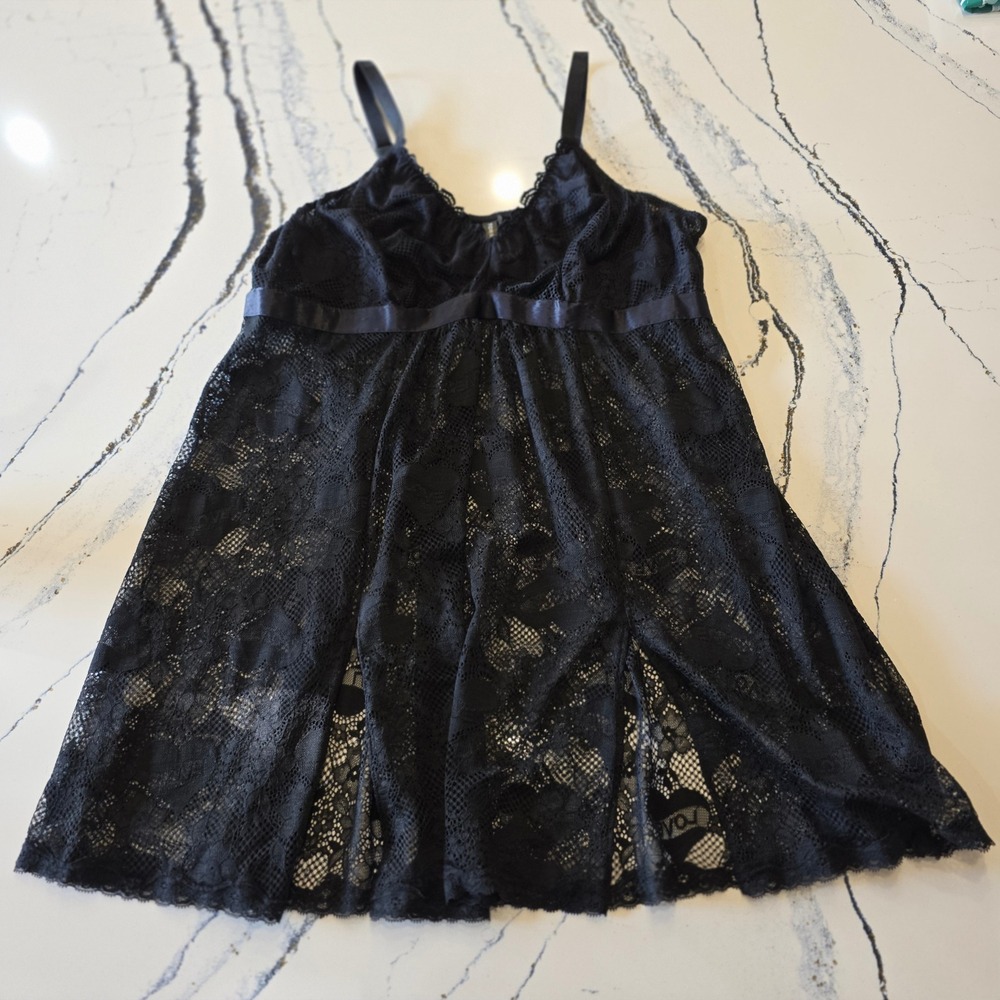 Torrid Women Babydoll Chemise Black Floral Lace Love Heart Lingerie Plus Size 2X